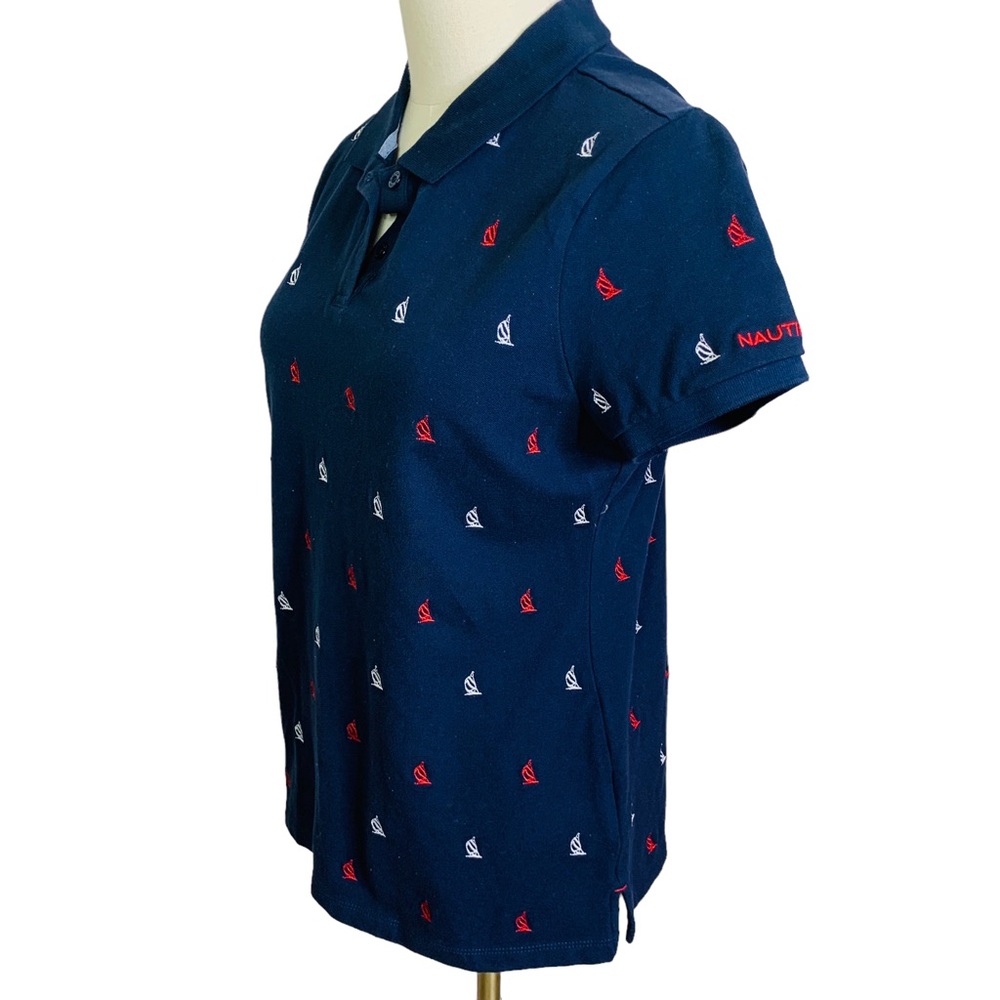 Nautica Navy Embroidered Logo Polo Shirt LARGE 3586 - Picture 5 of 9